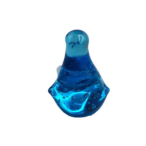 Vintage Art Glass Controlled Bubble Blue Bird Paperweight Figurine - Picture 2 of 7